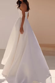 Modern Mermaid Strapless Sleeveless Plain-Back High-Slit Floor-Length Wedding Dresses For Urban Elopement
