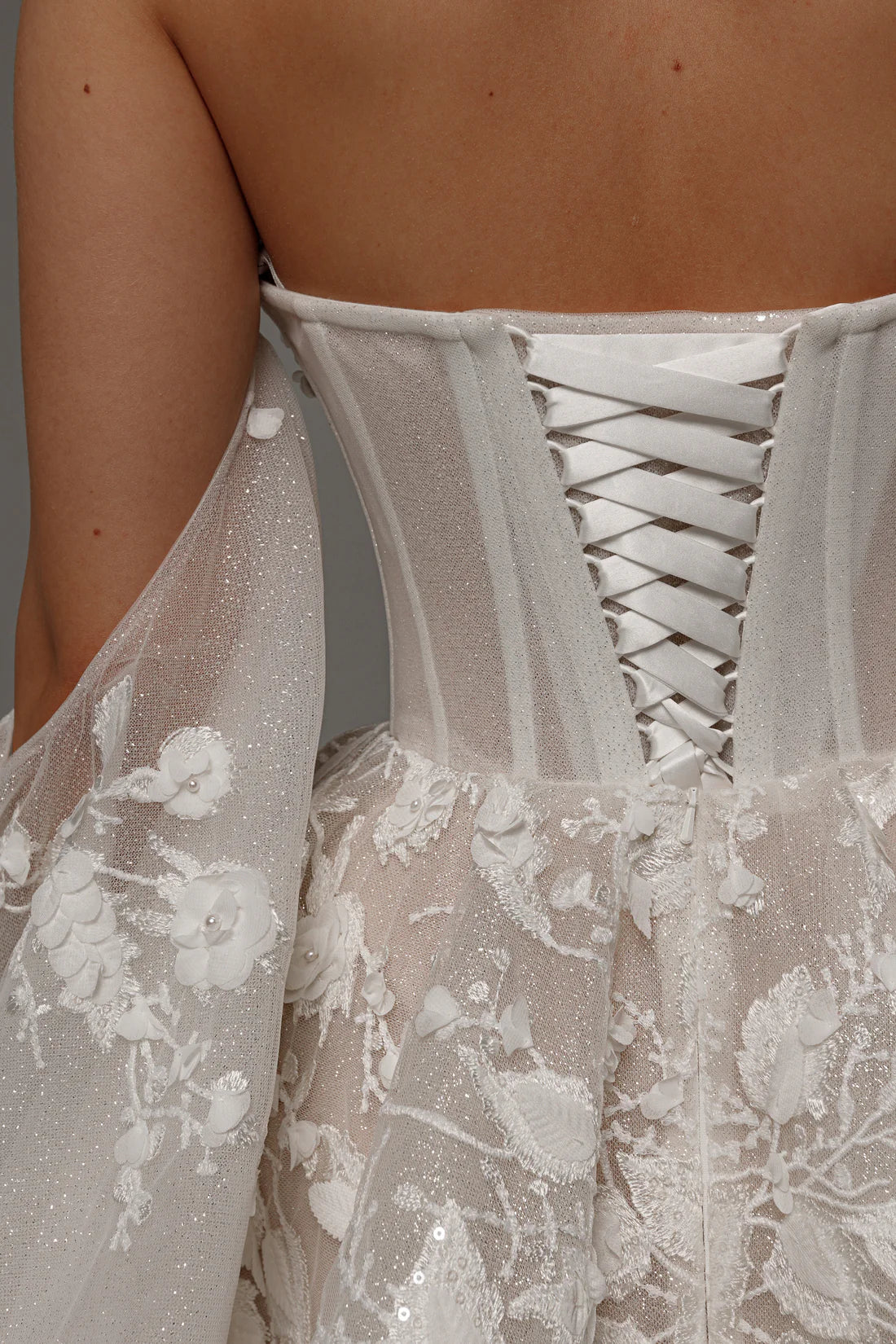 Modern A Line Off the Shoulder Detachable Sleeves Lace Up Short Mini Wedding Dress