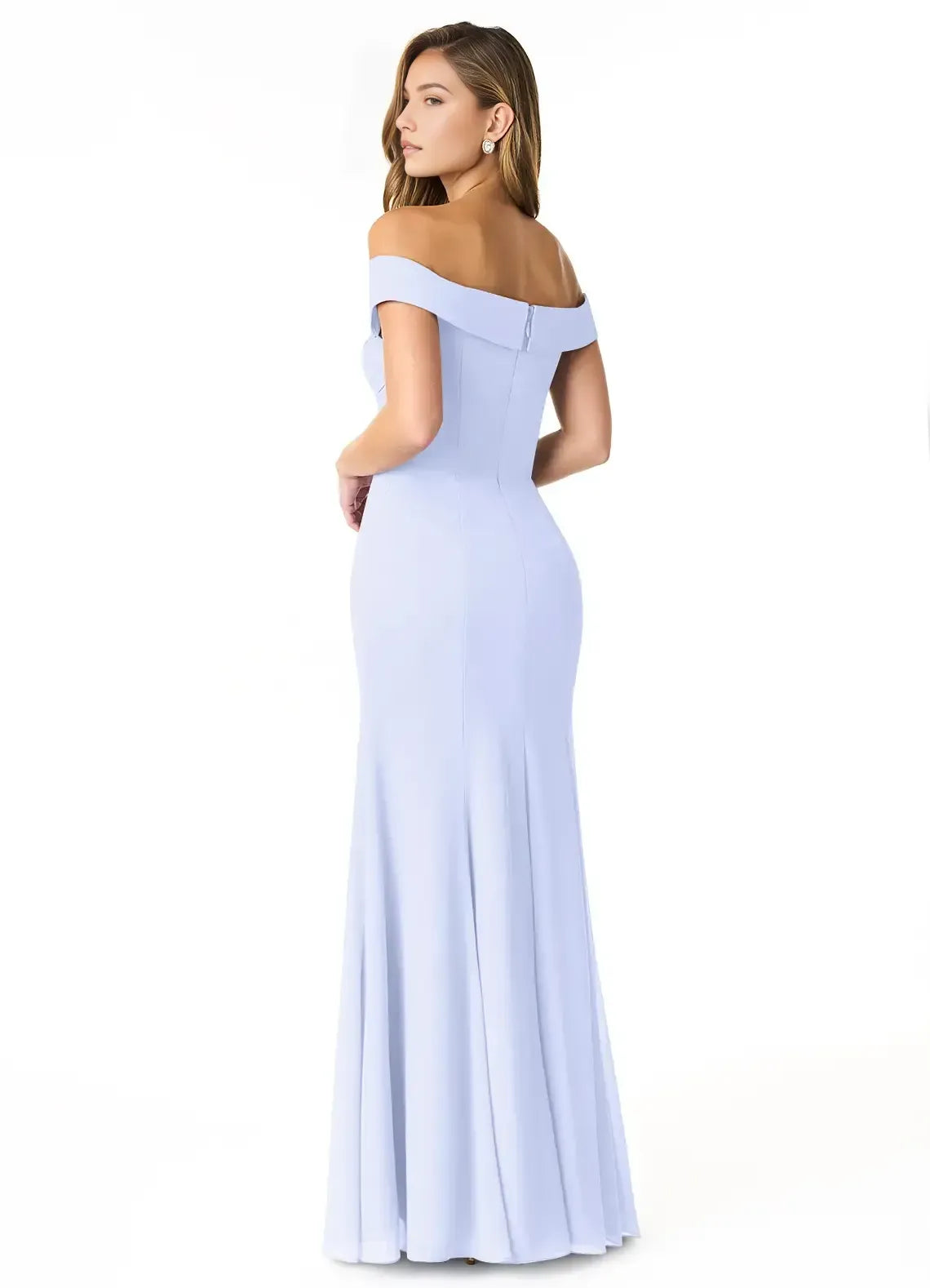 Off The Shoulder Cross Ruched Mermaid Chiffon Long Bridesmaid Dress