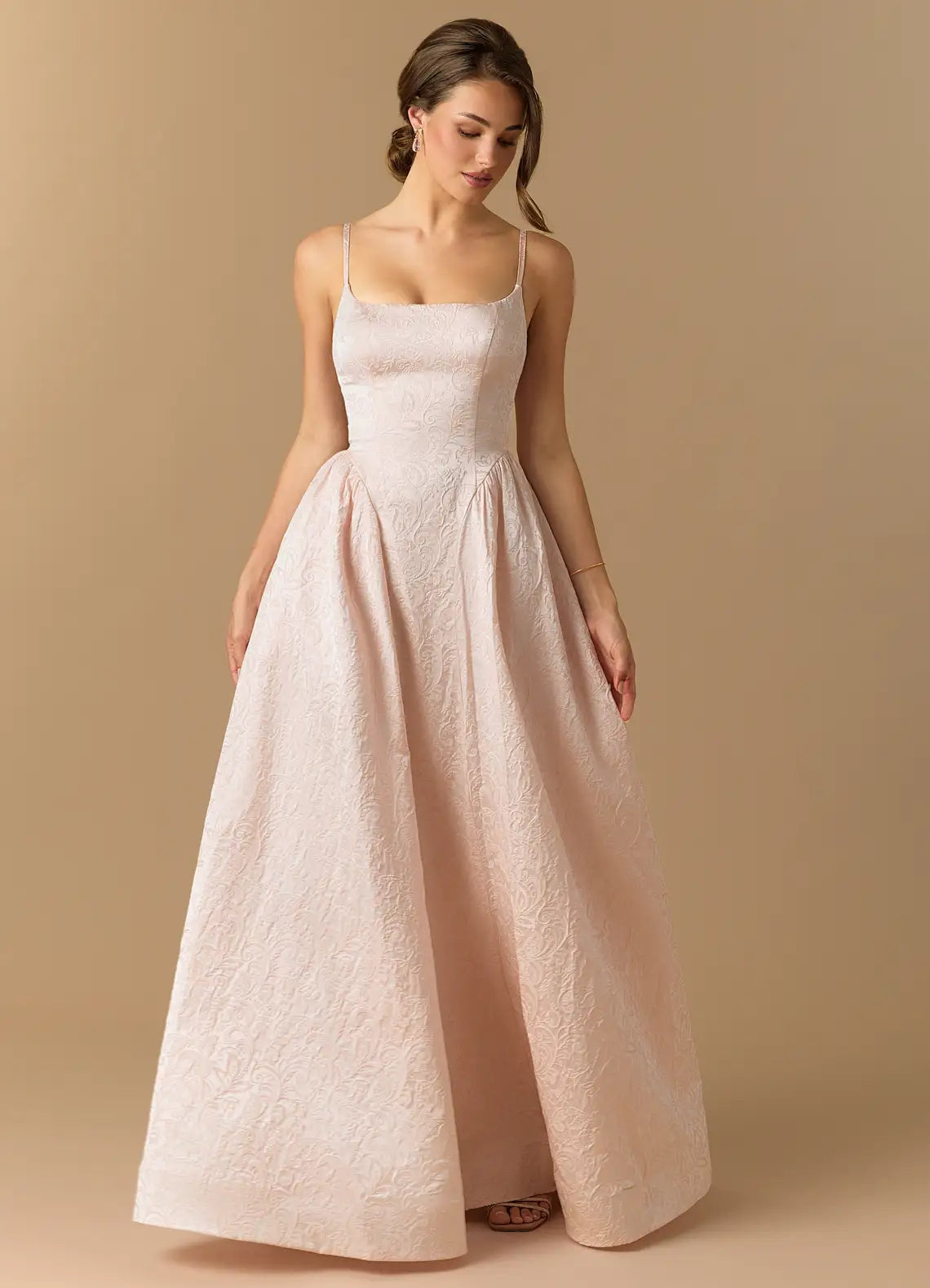 Olive Halter Keyhole Detachable Long Ribbon Satin Mermaid Maxi Bridesmaid Dress