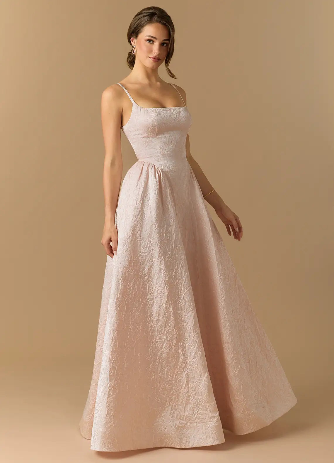 Olive Halter Keyhole Detachable Long Ribbon Satin Mermaid Maxi Bridesmaid Dress