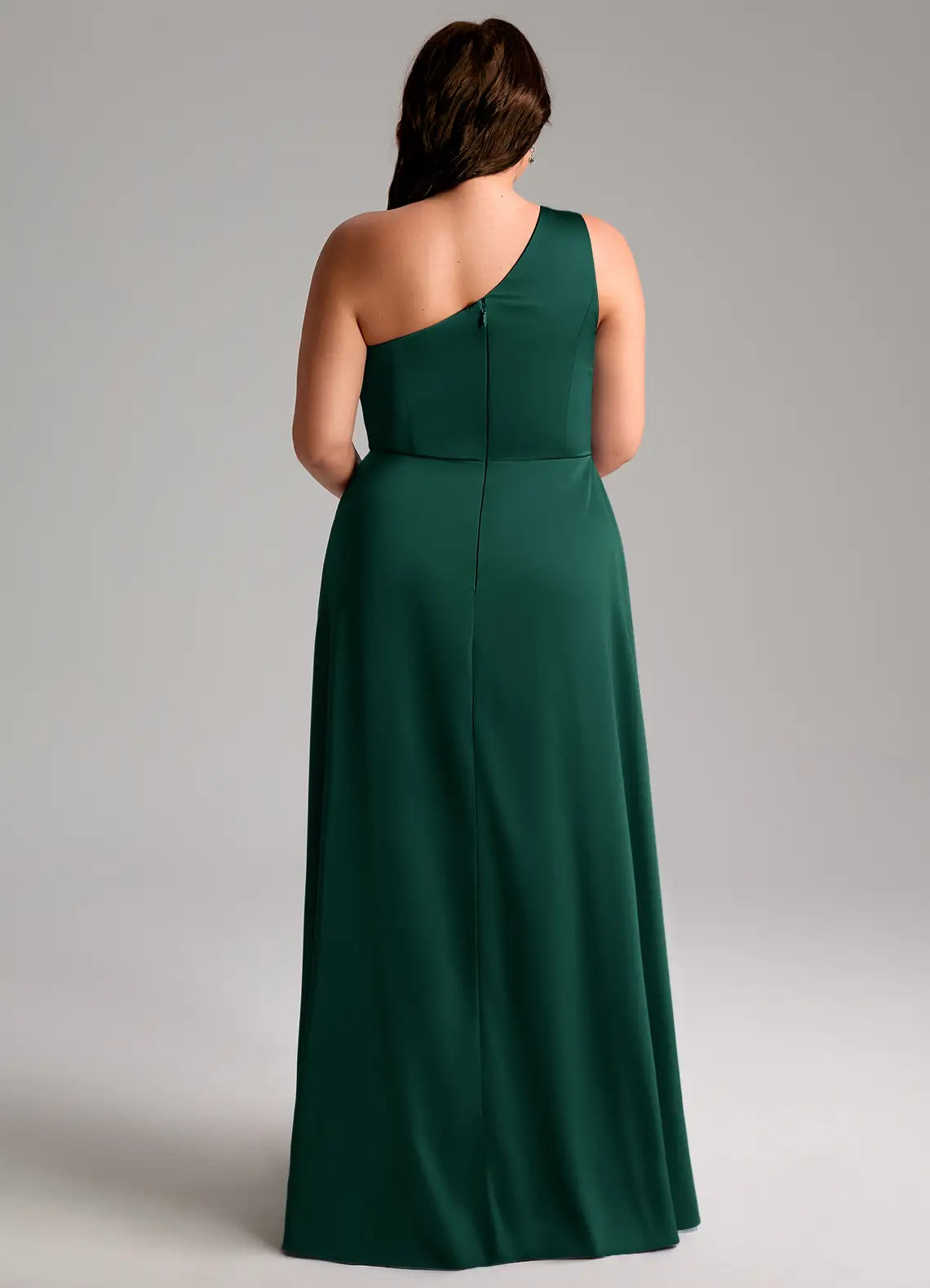 One-Shoulder Knotted Slit Floor-Length Plus Size Bridesmaid Dress