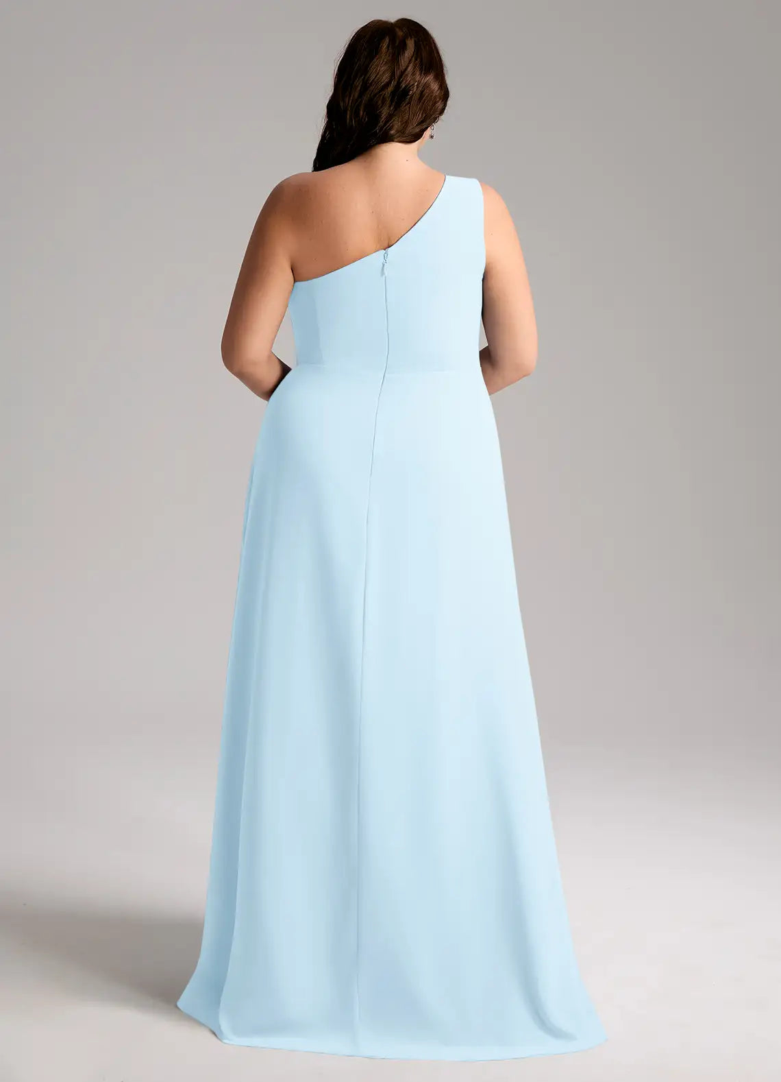 One-Shoulder Ruched Slit Floor-Length Bridesmaid Dress