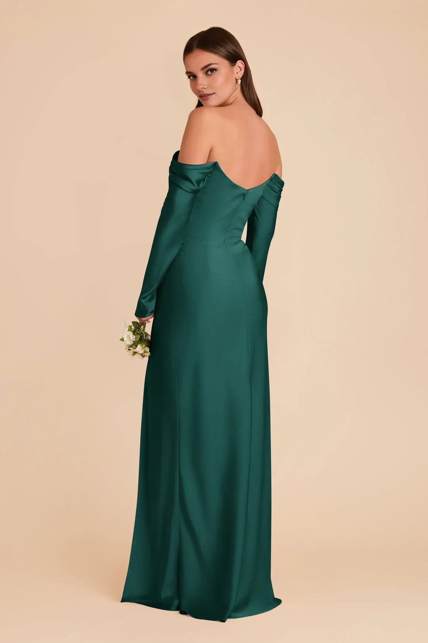 Opulent Mermaid Off Shoulder Long Sleeve Sweetheart Back Floor Length Wedding Bridesmaid Dress