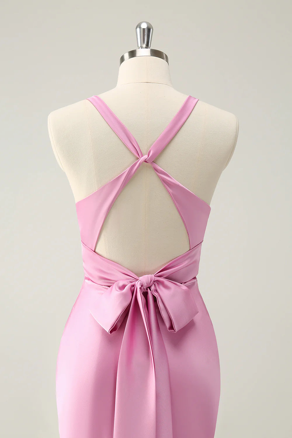 Mermaid V Neck Satin Long Bridesmaid Dress