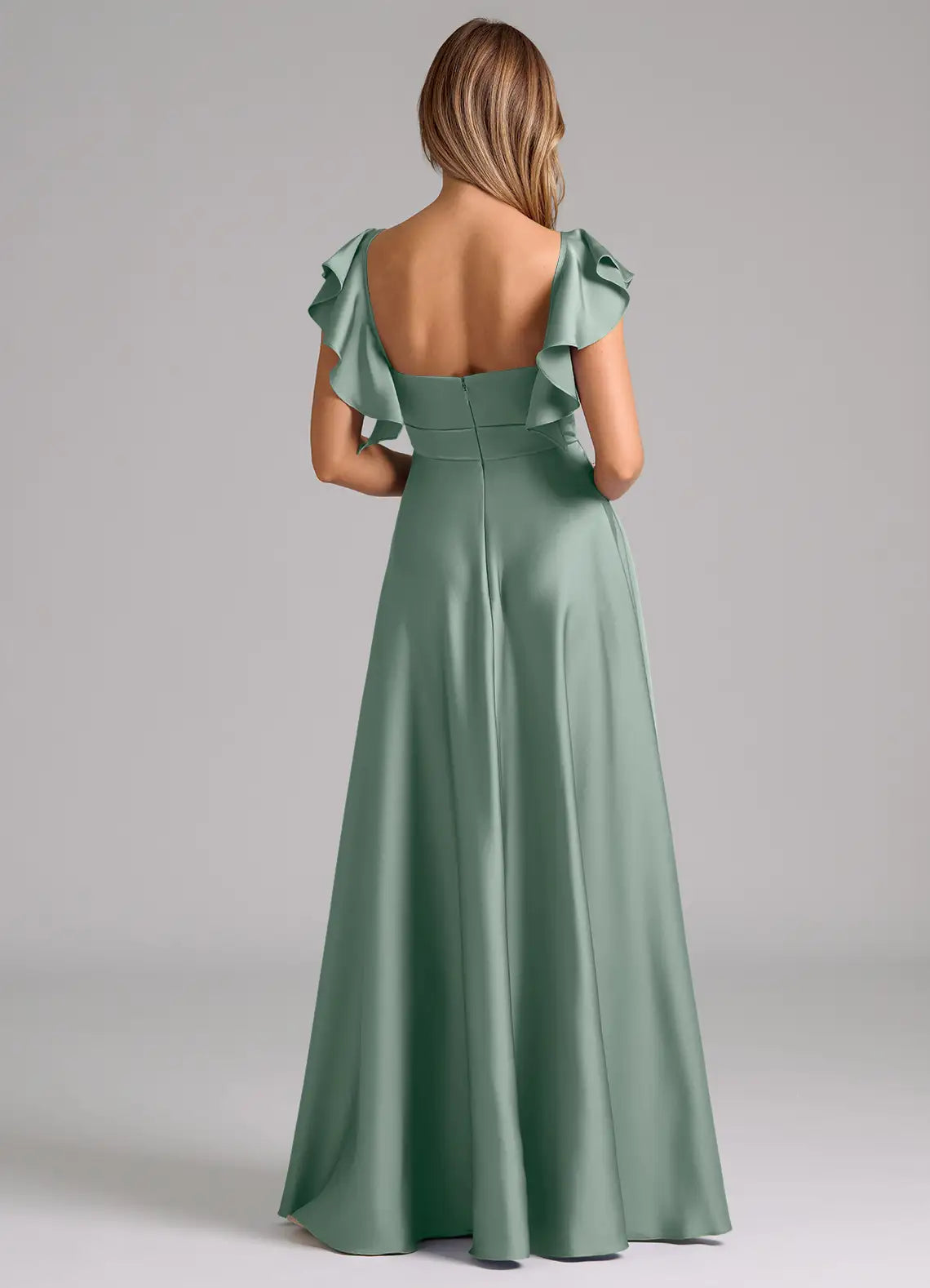 Ruffle Sleeve Sweetheart Floor-Length Bridesmaid Dress