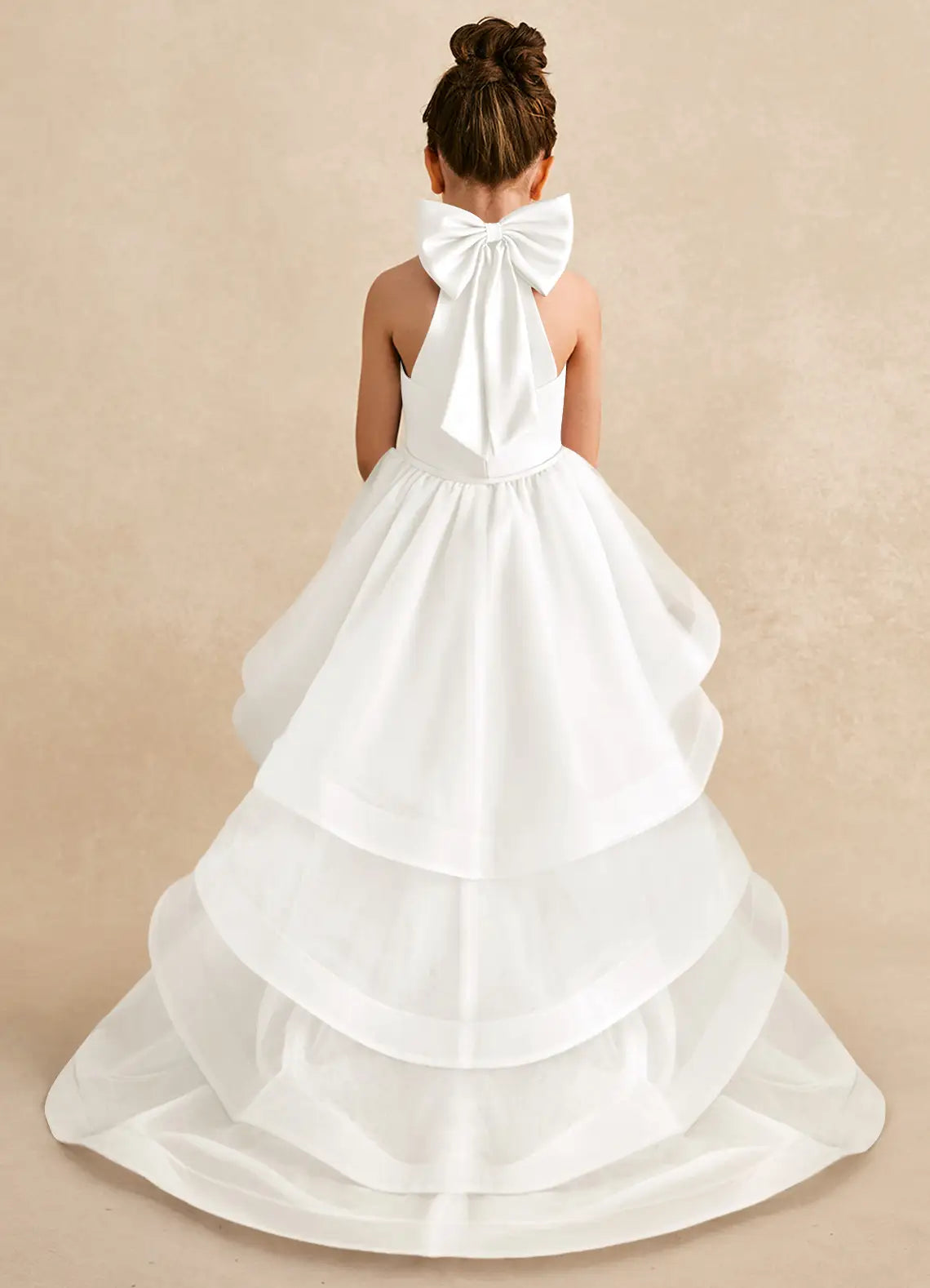 Ruffled A-Line Halter Neck Sleeveless Floor-Length Formal Flower Girl Dress