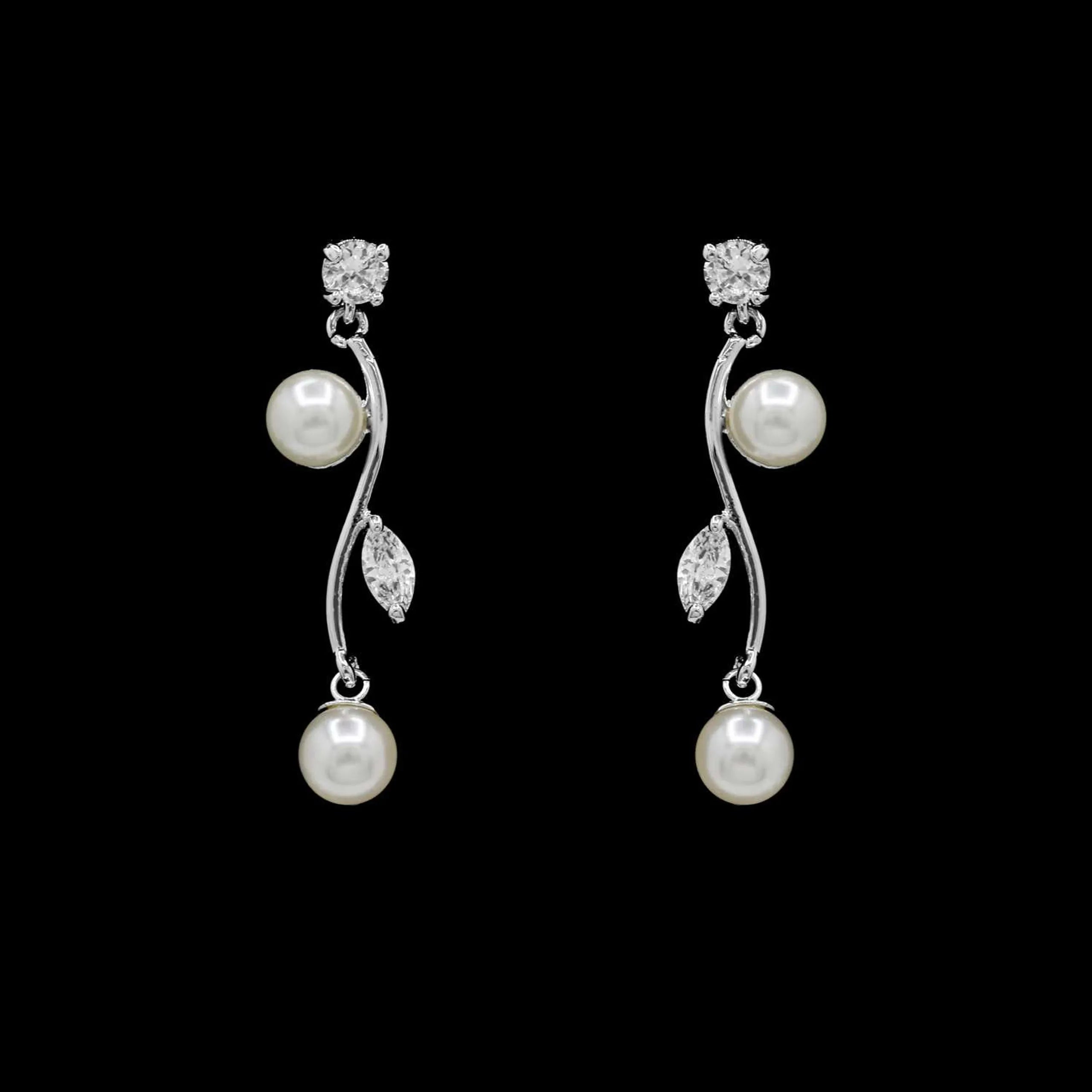 Silver-Tone Pearl and Crystal Tiara Jewelry Set with Necklace and Earrings