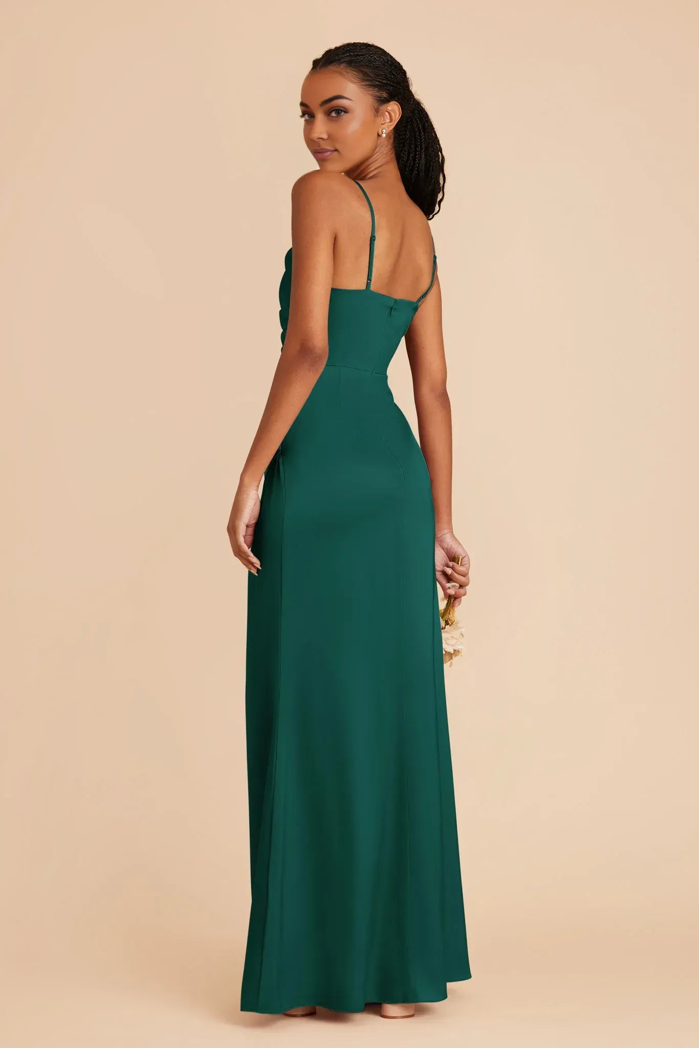 Sleek Mermaid Cowl Neck Spaghetti Strap Straight Back Floor Length Wedding Bridesmaid Dress