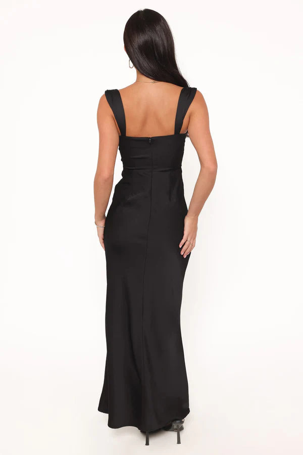 Sleek Mermaid Square Neck Wide Strap Low-Back Floor-Length Wedding Guest Dress