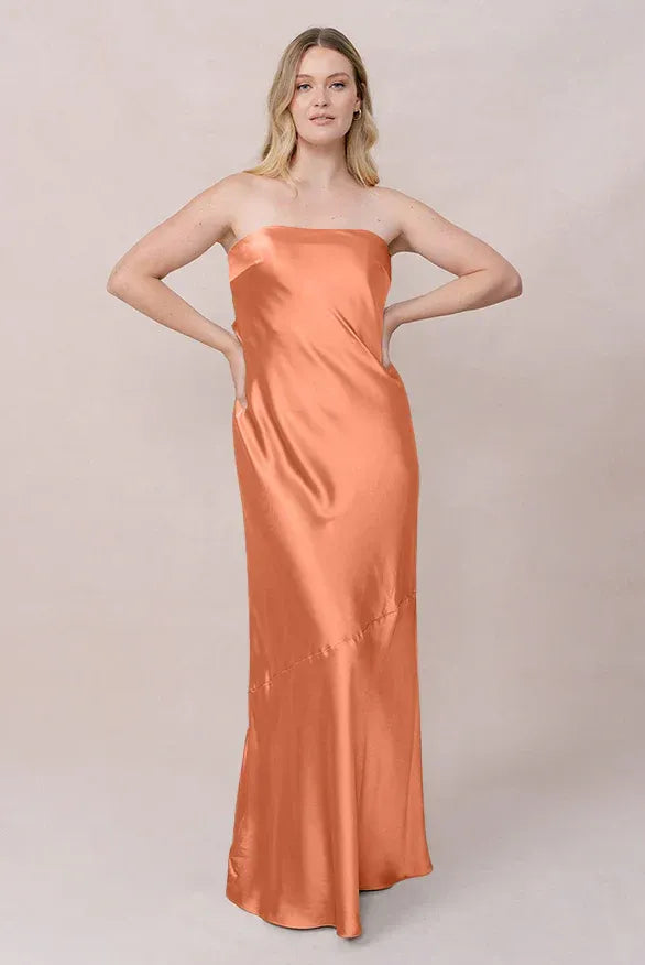 Sleek Mermaid Straight Neck Sleeveless Cutout Floor Bridesmaid Dress