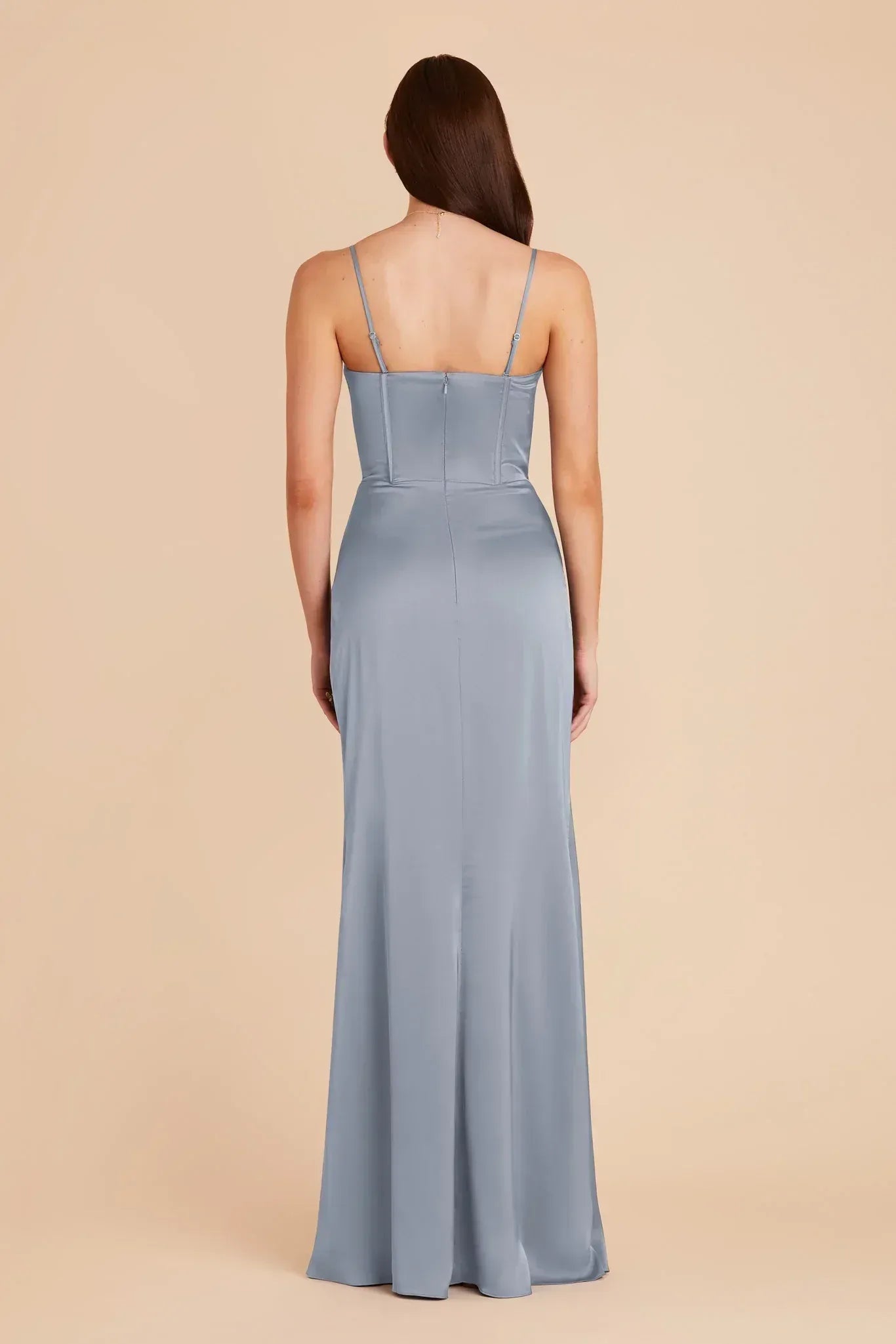 Sleek Mermaid Cowl Neck Spaghetti Strap Straight Back Maxi Wedding Bridesmaid Dress