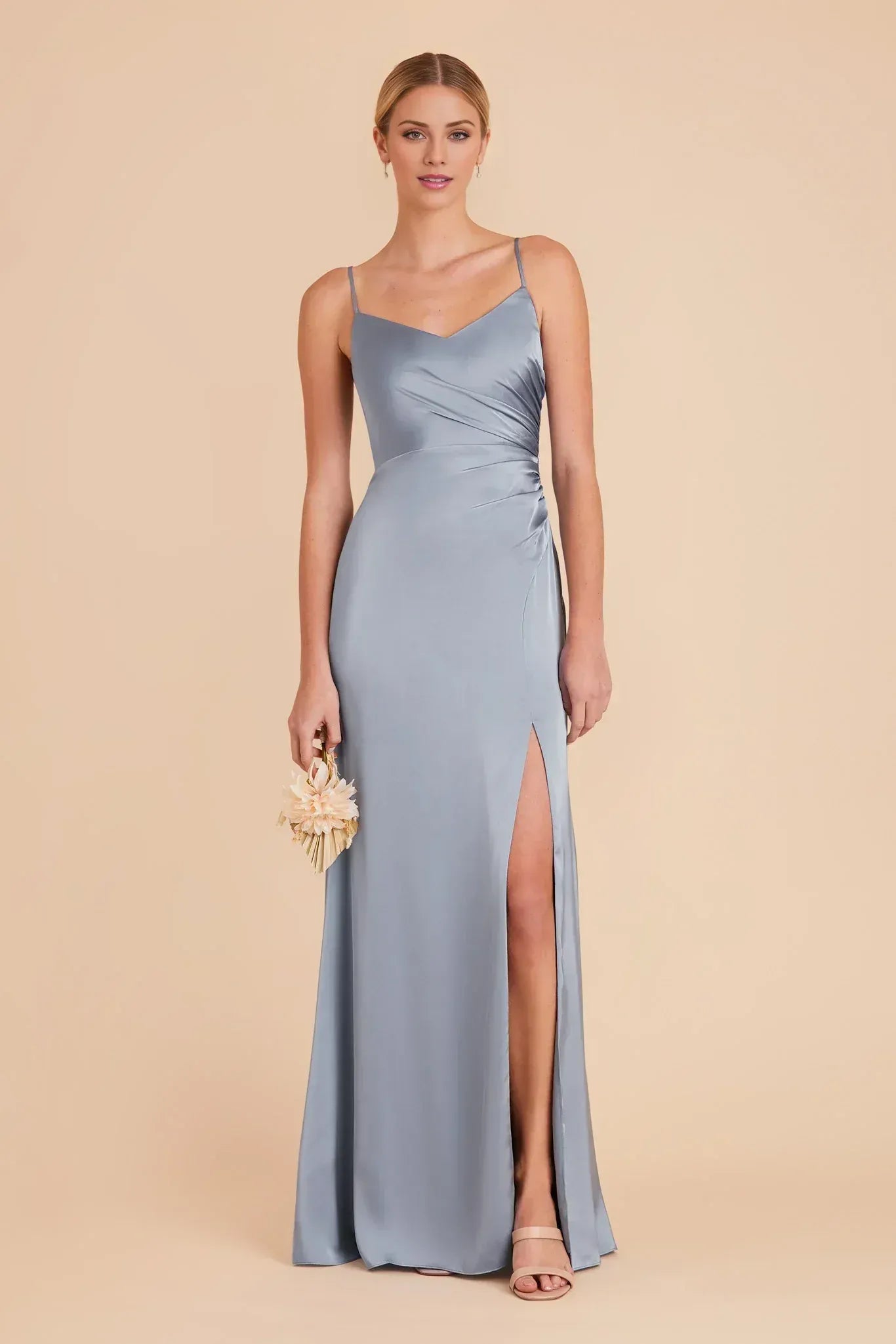Sleek Mermaid V‑Neck Spaghetti Strap V Back Maxi Wedding Bridesmaid Dress