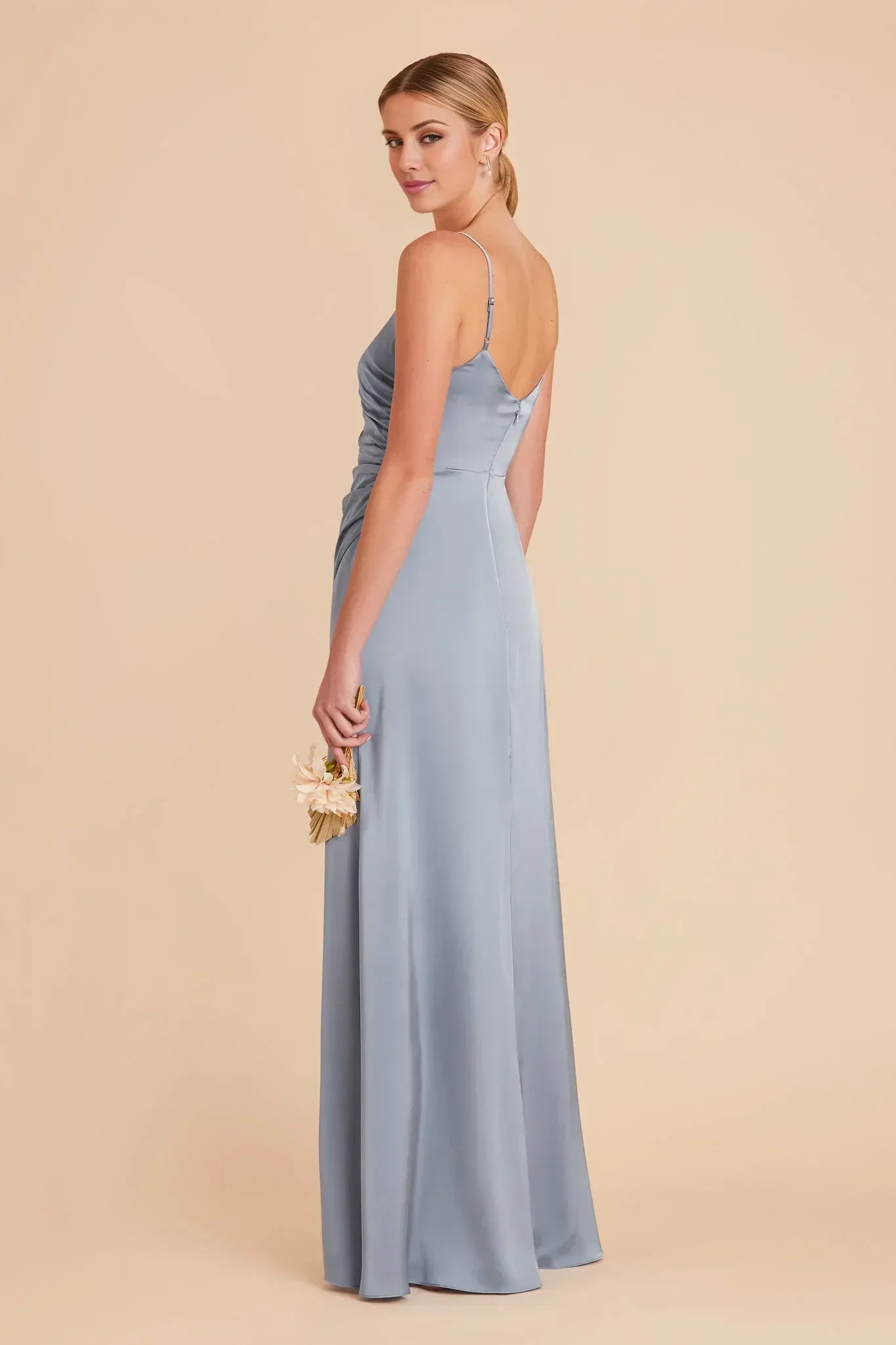 Sleek Mermaid V‑Neck Spaghetti Strap V Back Maxi Wedding Bridesmaid Dress