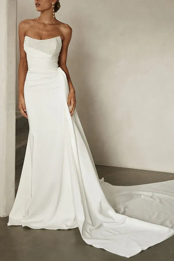 Sophisticated Strapless Sweetheart Mermaid Floor-Length Wedding Dress