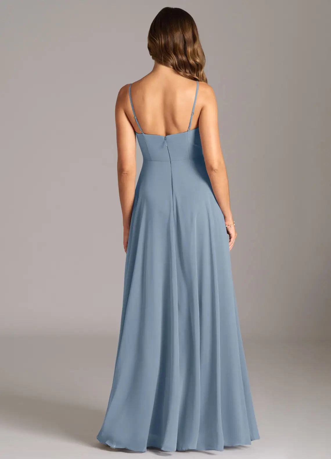 Spaghetti Strap Empire Waist Floor-Length Chiffon Bridesmaid Dress