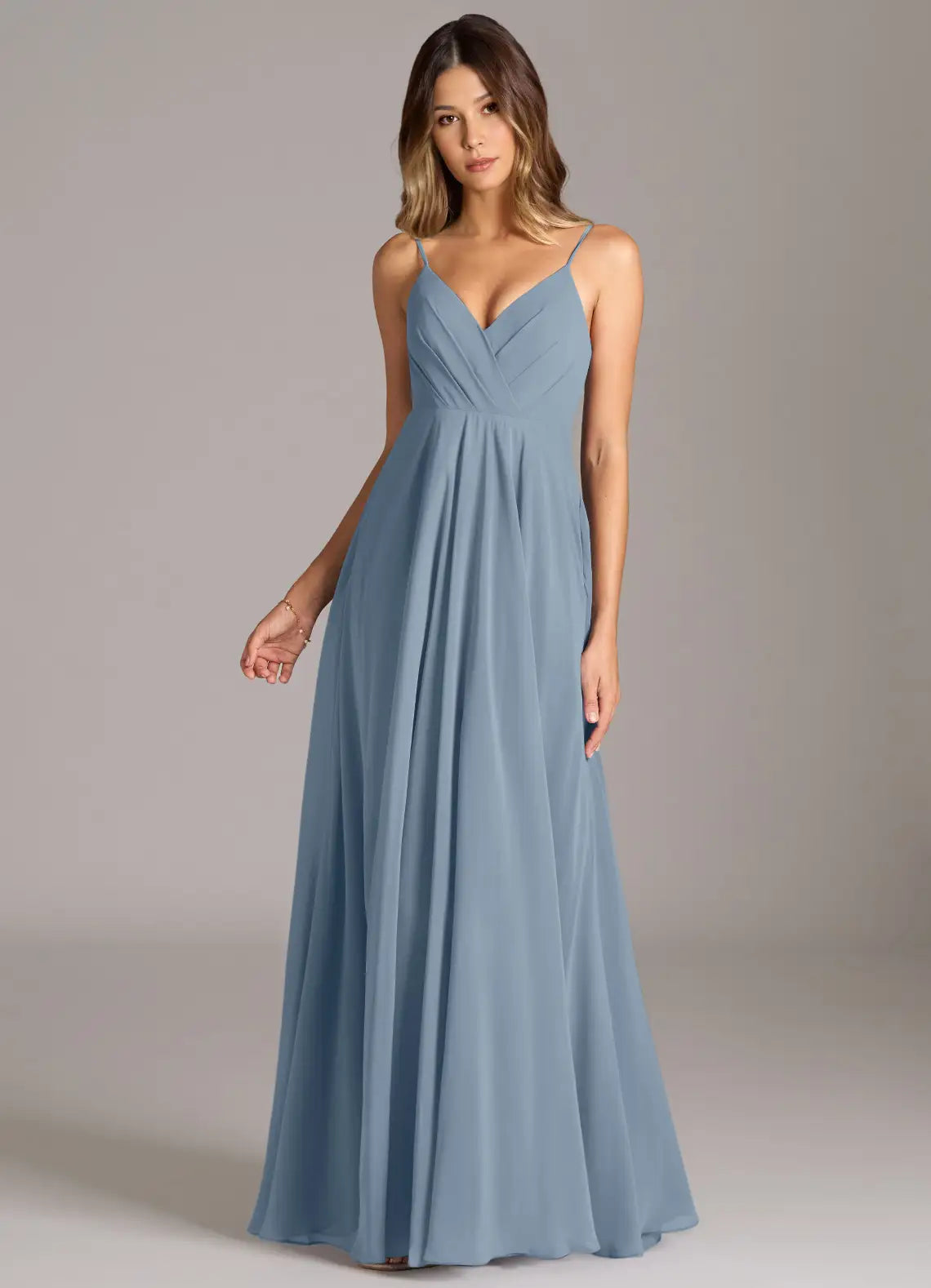 Spaghetti Strap Empire Waist Floor-Length Chiffon Bridesmaid Dress