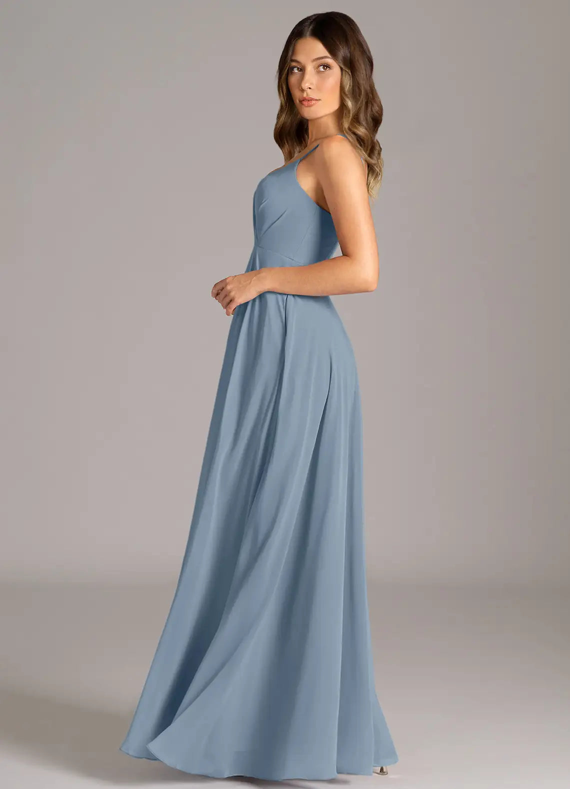Spaghetti Strap Empire Waist Floor-Length Chiffon Bridesmaid Dress