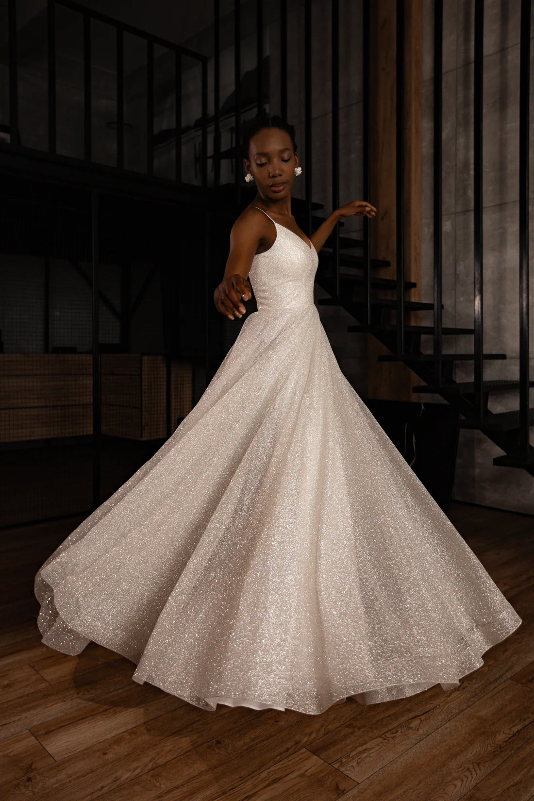 Sparkle A Line V Neck Sleeveless Lace Up Sweep/Brush Train Wedding Dress