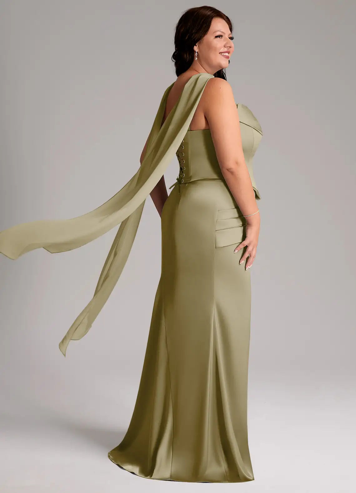 Strapless Corset Mermaid Floor-Length Plus Size Bridesmaid Dress