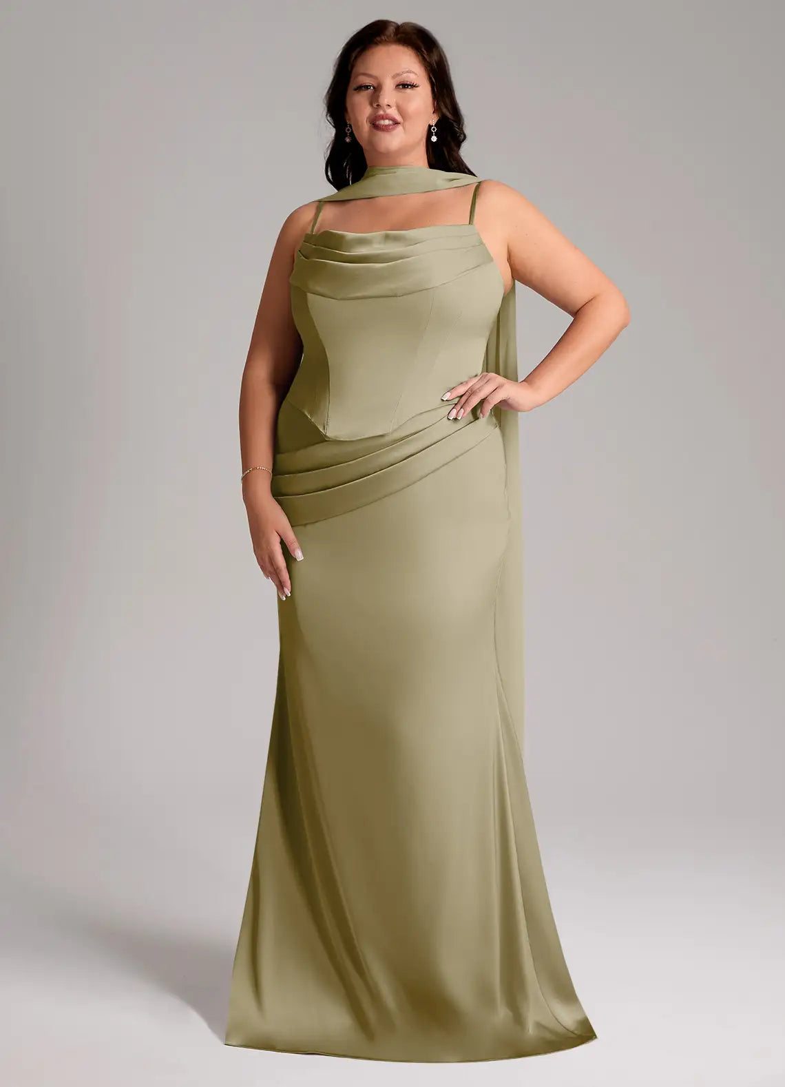Strapless Corset Mermaid Floor-Length Plus Size Bridesmaid Dress