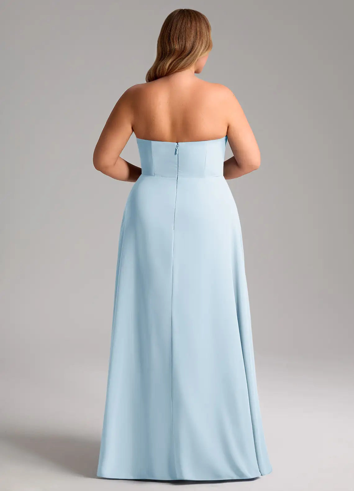 Strapless Square Neck Slit Floor-Length Plus Size Bridesmaid Dress