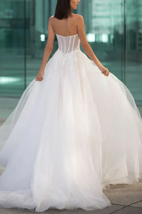Stunning Off-the-Shoulder Sweetheart A-Line Floor-Length Wedding Dress