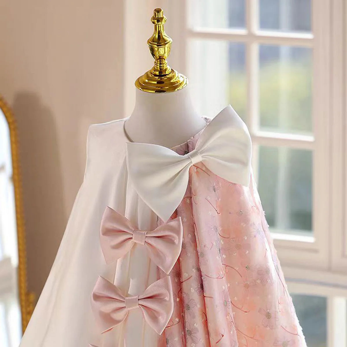 Stylish A-Line Hight Neck Sleeveless Zipper Up Flower Girl Dress With Bow