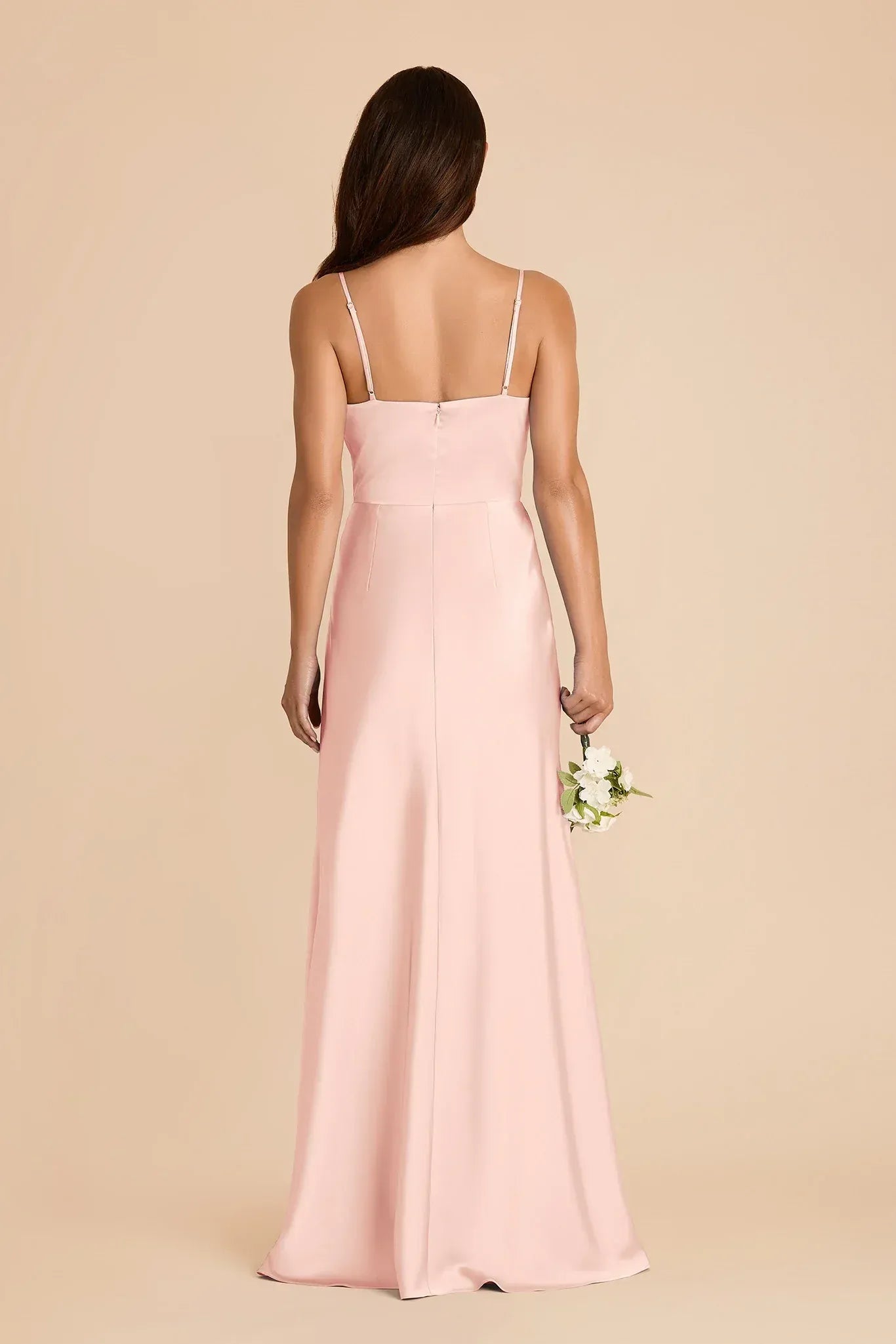 Sweet A Line V Neck Spaghetti Strap Plain Back Floor Length Wedding Bridesmaid Dress
