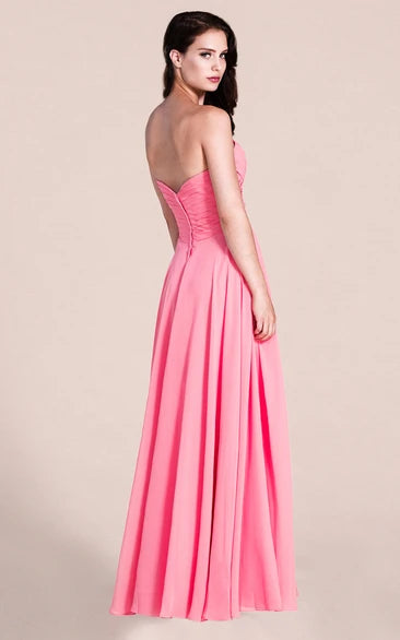 Sweetheart A-line Floor-Length Sleeveless Long Bridesmaid Dress