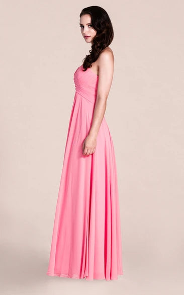 Sweetheart A-line Floor-Length Sleeveless Long Bridesmaid Dress
