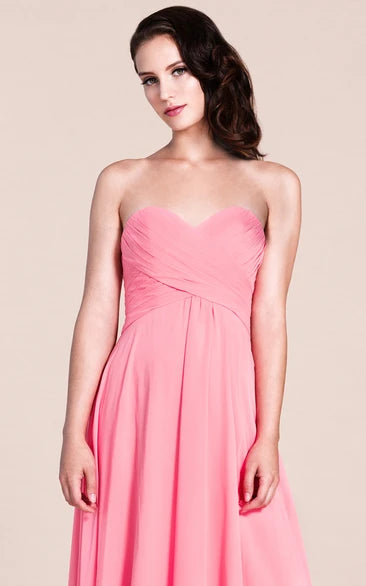 Sweetheart A-line Floor-Length Sleeveless Long Bridesmaid Dress