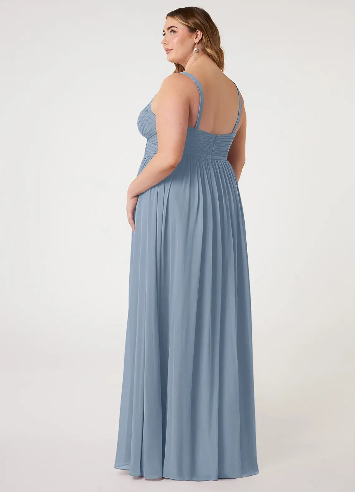 V-Neck Spaghetti Strap Slit Floor-Length Plus Size Bridesmaid Dress