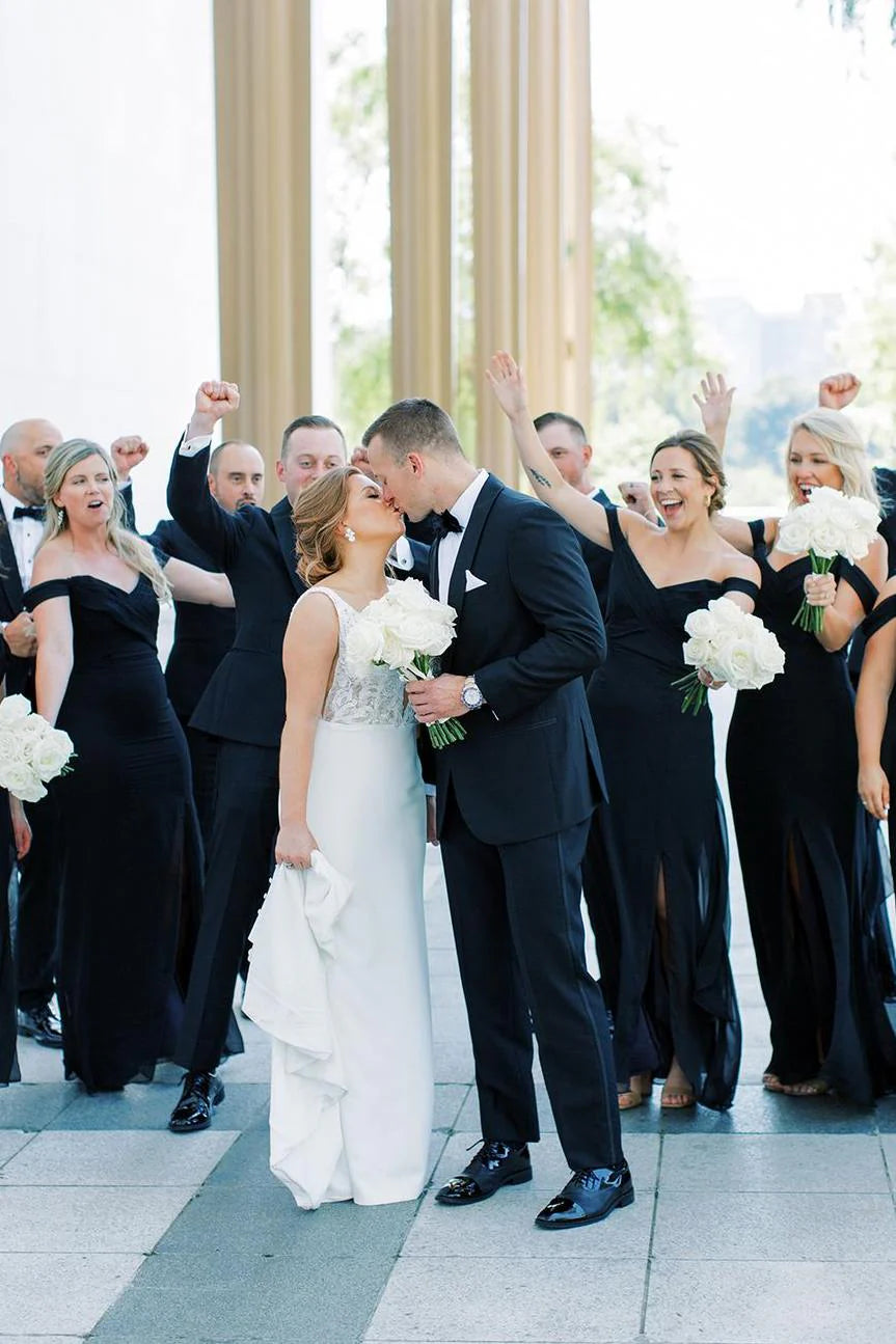 Vintage Mermaid Off-the-Shoulder Sleeveless Backless Floor-Length Bridesmaid Dress