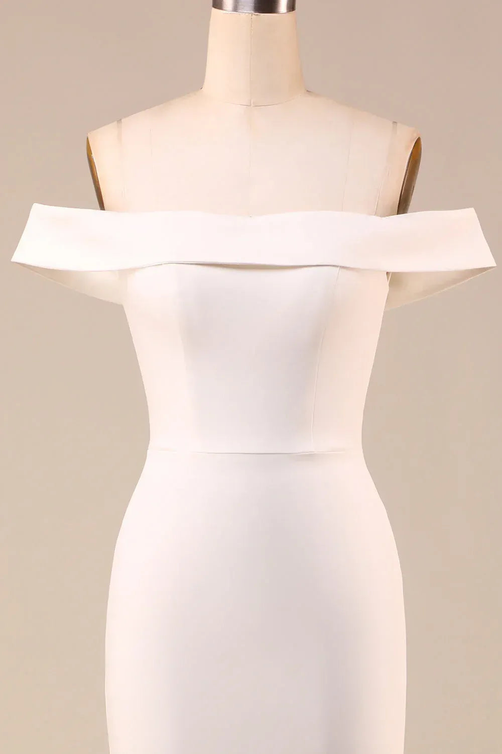 Voluminous Off-The-Shoulder Fold Band Crepe Mermaid Wedding Dress With Rear Bow Cutout Chapel Train