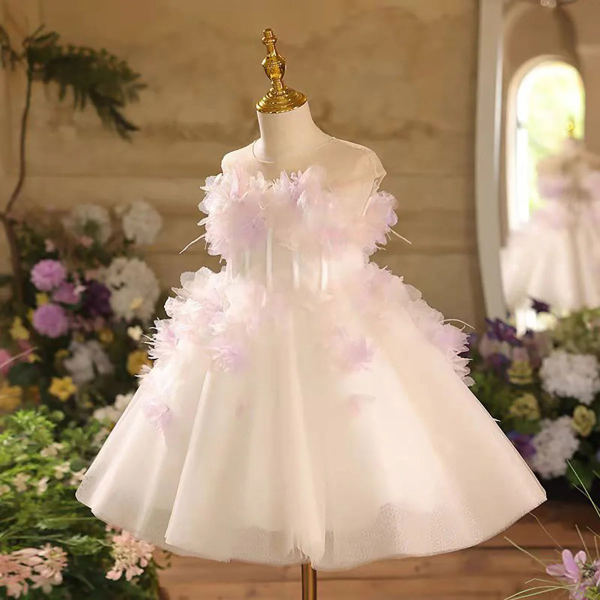 Artistic Sleeveless A-Line Tulle Flower Girl Princess Dress