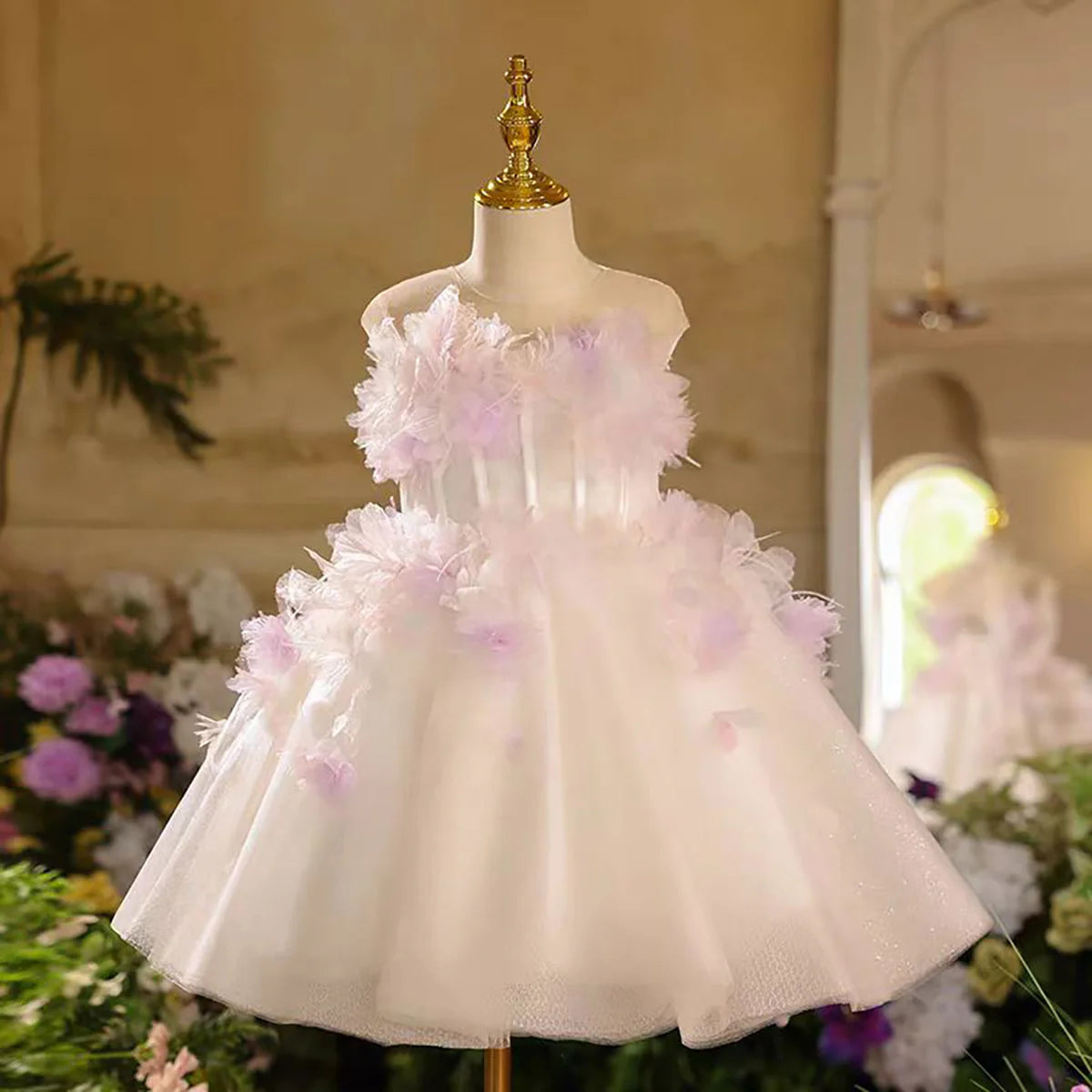 Artistic Sleeveless A-Line Tulle Flower Girl Princess Dress