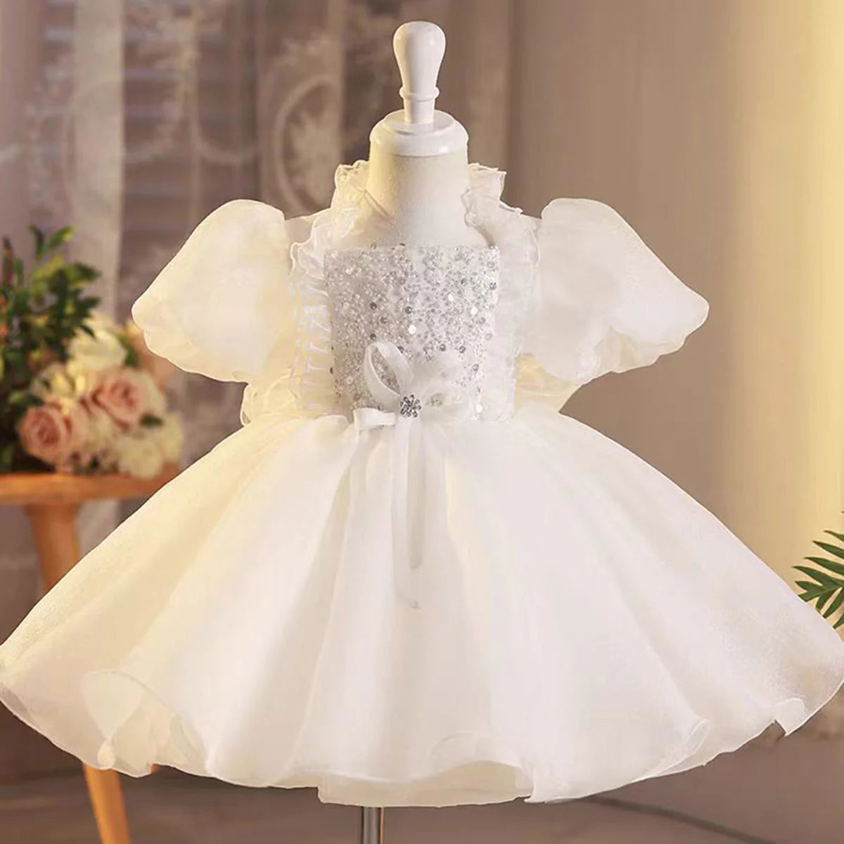 Graceful Flower Princess Girl Dress Tulle for Kids Wedding Party Gown