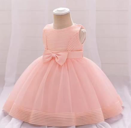 Ceremony Black 1 Year Birthday Dress For Baby Girl Clothes Bow Princess Dress Baptism Girls Dresses Sleeveless Party Gown 0-4Y