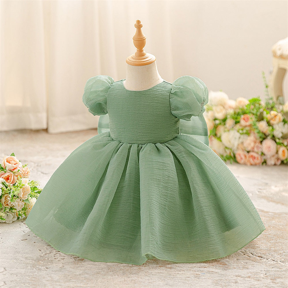 Newborn 1 Year Princess Dress For Baby Girl Clothes Avocado Green Party Dresses Girls Big Bow Birthday Baptism Clothing
