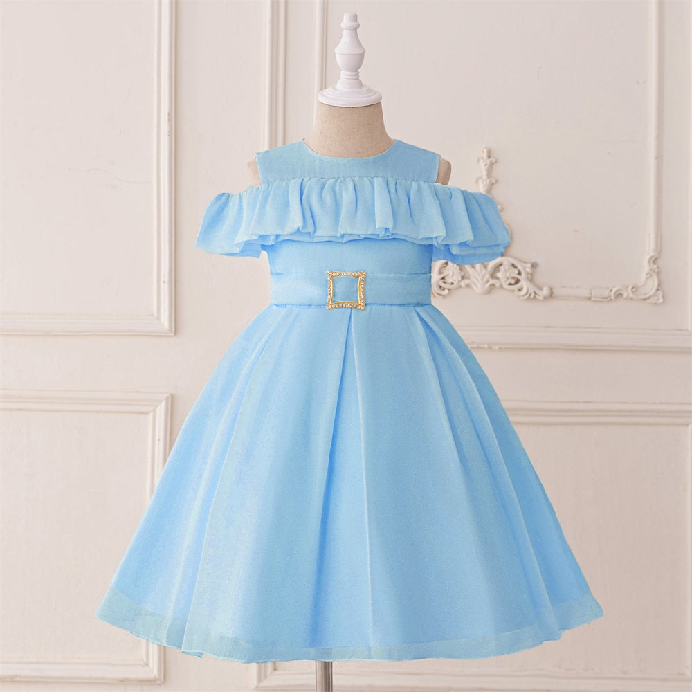 Chiffon Soft Girs Party Dresses For Kids Children Clothes Belt Princess Dress Sleeveless Wedding Dress Girl Gown 6 8 Years