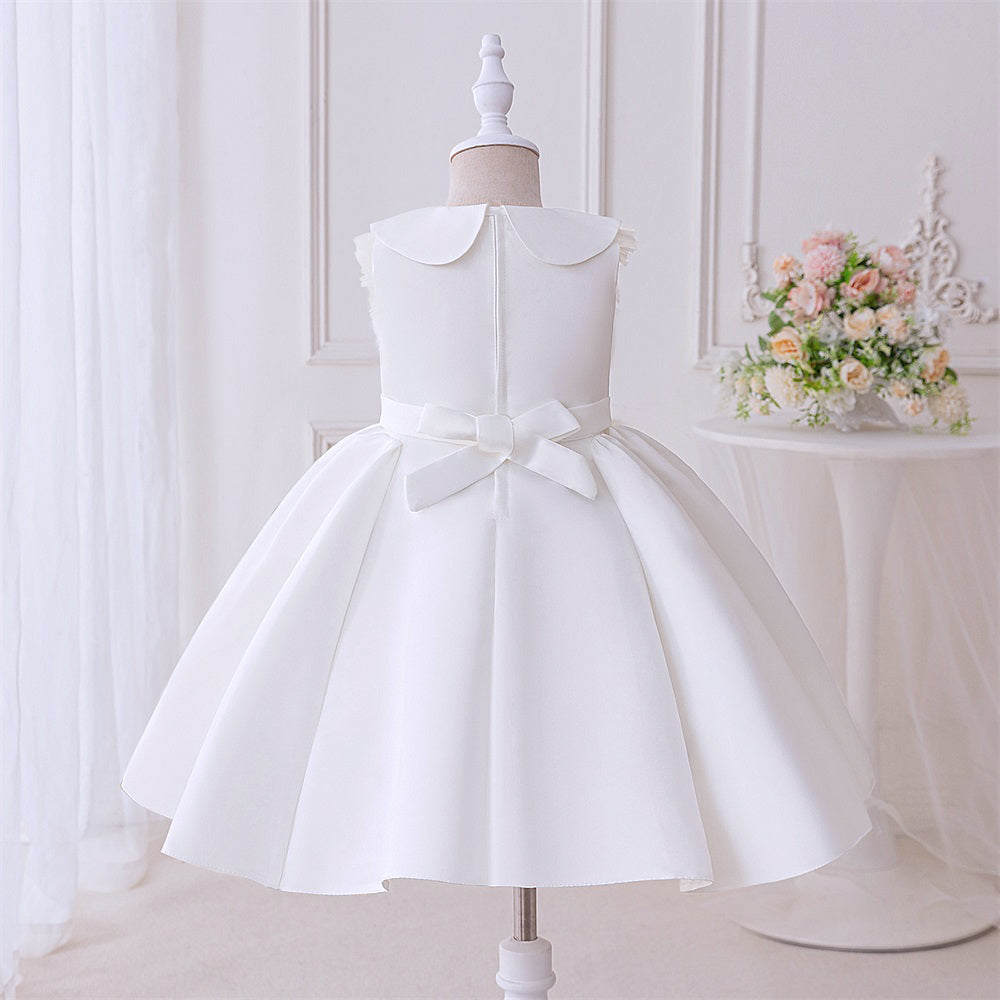 White Girs Party Dresses For Kids Children Clothes Doll Collar Princess Dress Sleeveless Wedding Dress Girl Gown