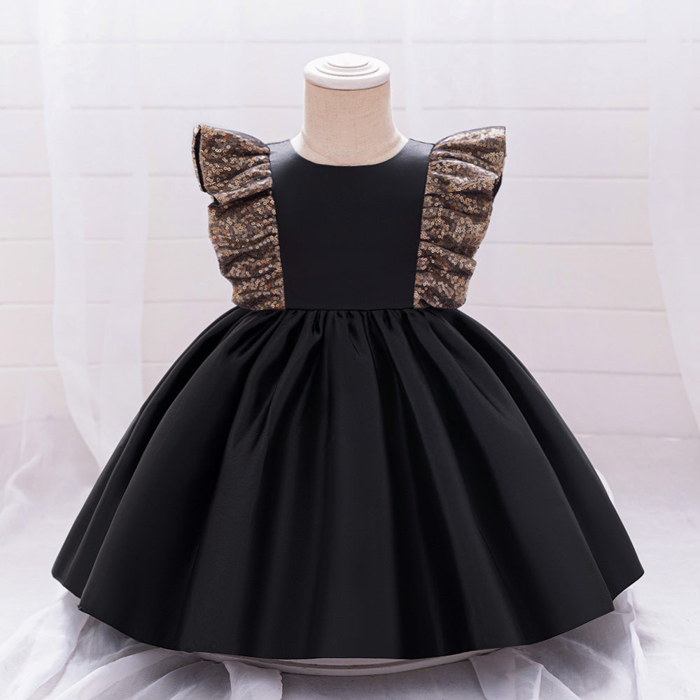 Newborn Black 1st Birthday Dress For Baby Girl Clothes Sequin Wedding Princess Dress Girls Dresses Ceremony Baptism Party Gown