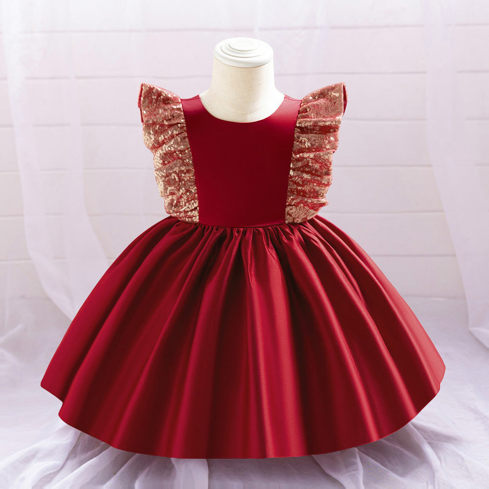 Newborn Black 1st Birthday Dress For Baby Girl Clothes Sequin Wedding Princess Dress Girls Dresses Ceremony Baptism Party Gown