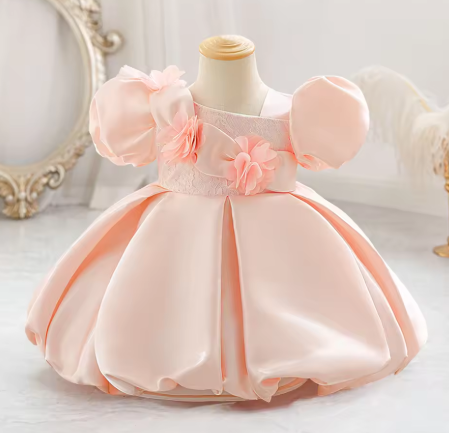 Charming Toddler Ceremony 1st Princess Dress For Baby Girl Clothes Bud Party Dresses Girls Puff Sleeve Birthday Baptism Clothing