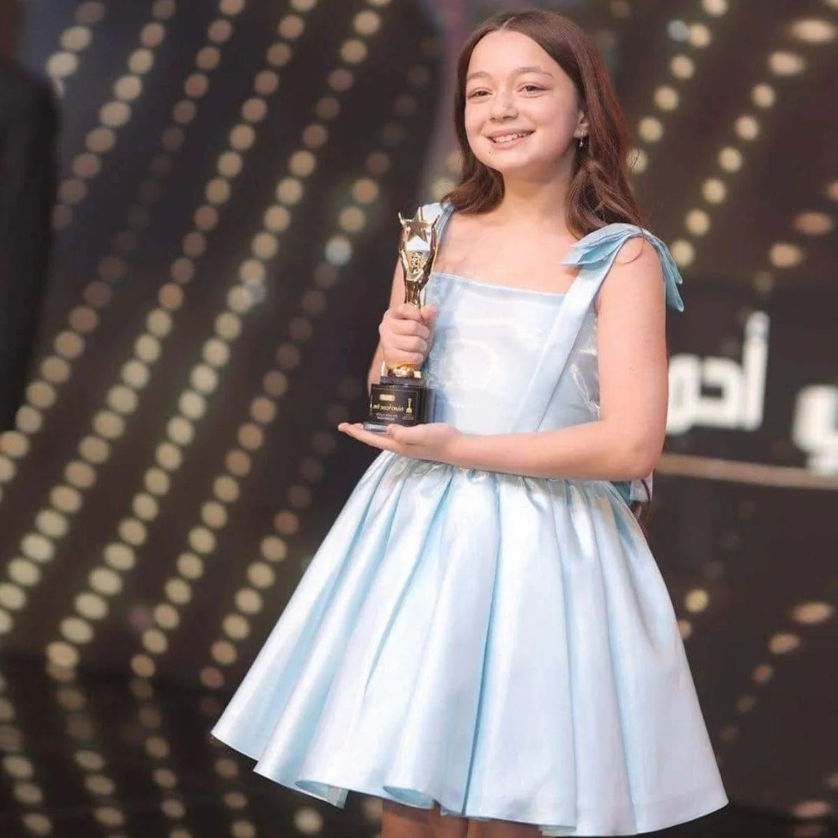 Simple Puffy Square Collar Satin Birthday Party Girl Dress