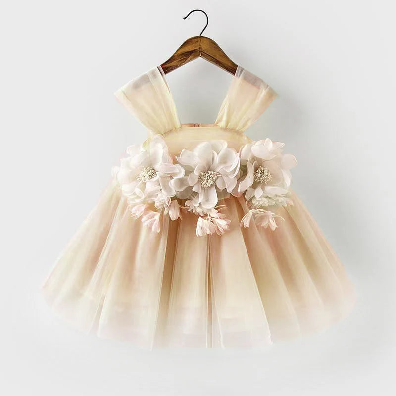 Cute Flower Girl Dress Toddler Birthday Party Dress Summer Green Cake Puffy Girl Formal Dresses
