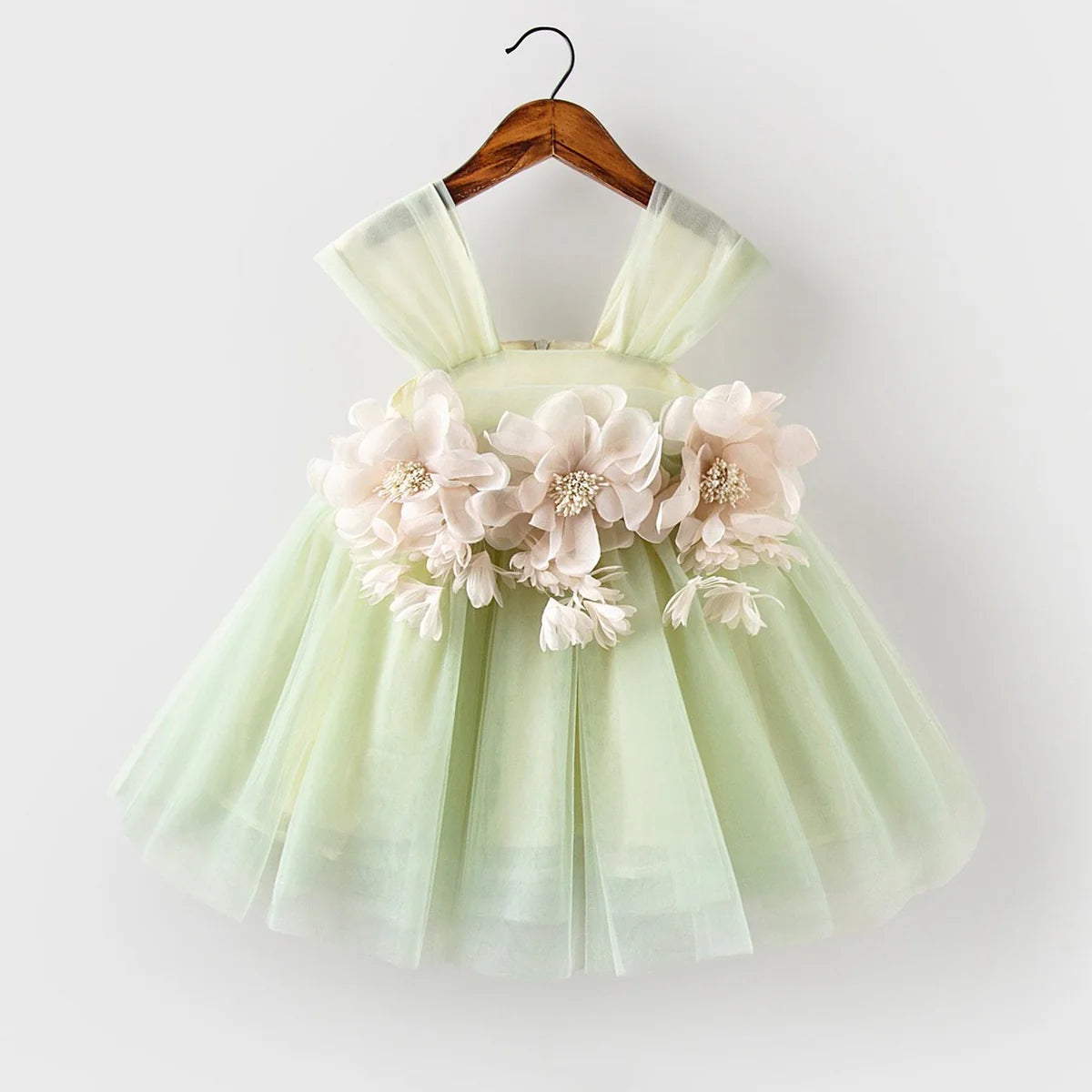 Cute Flower Girl Dress Toddler Birthday Party Dress Summer Green Cake Puffy Girl Formal Dresses