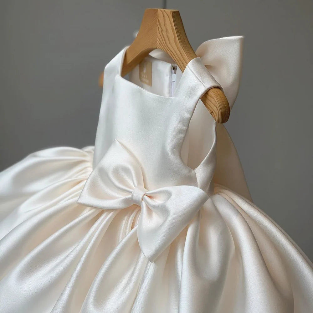 Toddler Elegant Princess Dress with Bows Girl Summer Party Gown Formal Dresses for Kids