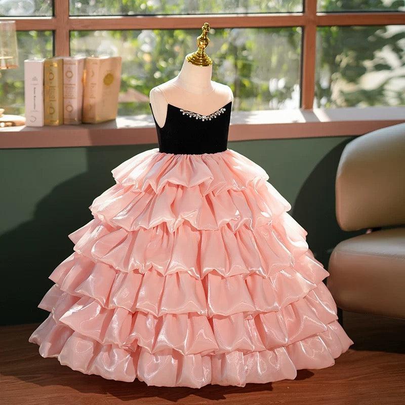 Luxury Pink Princess Birthday Girl dress for Pageant Wedding Party
